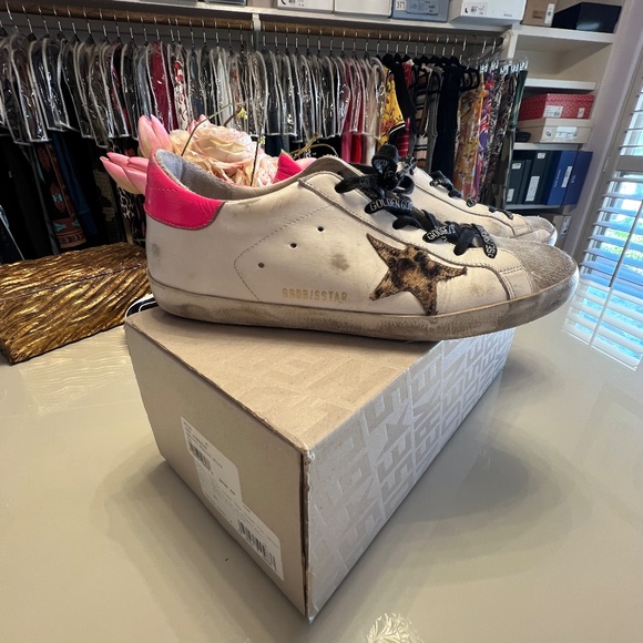 Golden Goose Deluxe Brand Superstars Hot Pink Leopard Fur - Picture 4 of 7